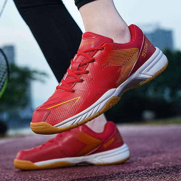Lätta sneakers för män och kvinnor, lämpliga för inomhusbanor, badminton, 3Dx86 Red EU 43