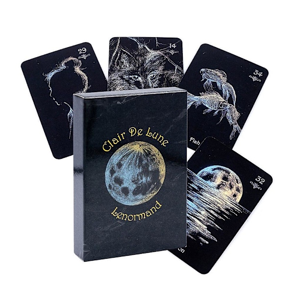 Uusimmat Clair de Lenormand -oraakkelikortit kohtalon ennustamiseen tarot-korttipeli aikuisille ja lapsille, mukana online-opas Light grey