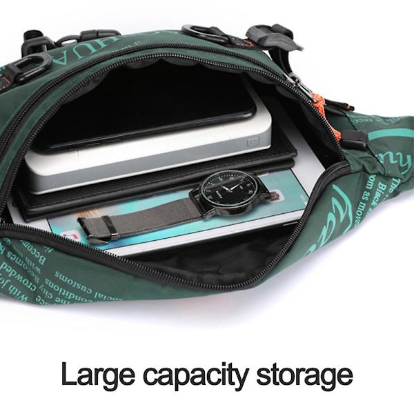 Fanny Pack för män och kvinnor, stor crossbody midjeväska med fickor, justerbar ArmyGreen
