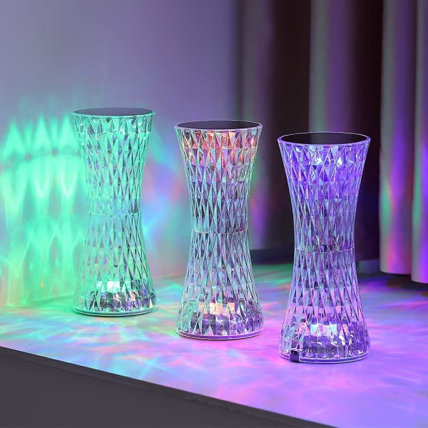Akryl Nattbordslampe, [16 Farger 4 Moduser] Berørings LED Skrivebordslampe Med Fjernkontroll, RGB Fargeskiftende