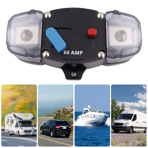 Bilsäkringshållare 12v-48v ljudsäkringssystem för bil, husbil, båt (60a)