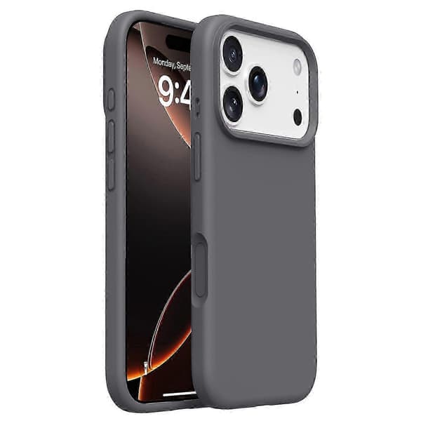 Til iPhone 17 Pro Max Cover Blødt Mikrofiberfor Flydende Silikone + PC Telefoncover Dark Grey
