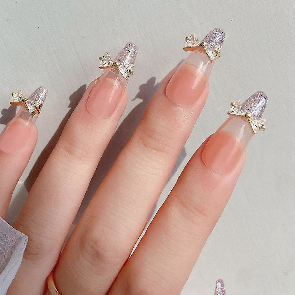 Nagel Charms Dekorationer Strass Nägel Fjäril Strass Akryl Naglar Konstgjorda Nagelkonst Charms För Semester Dekoration 16st golden
