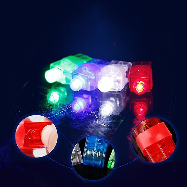 50 LED Fingerlys, Super Lys LED Fingerlys, Lysende Lekefestartikler. (farge)
