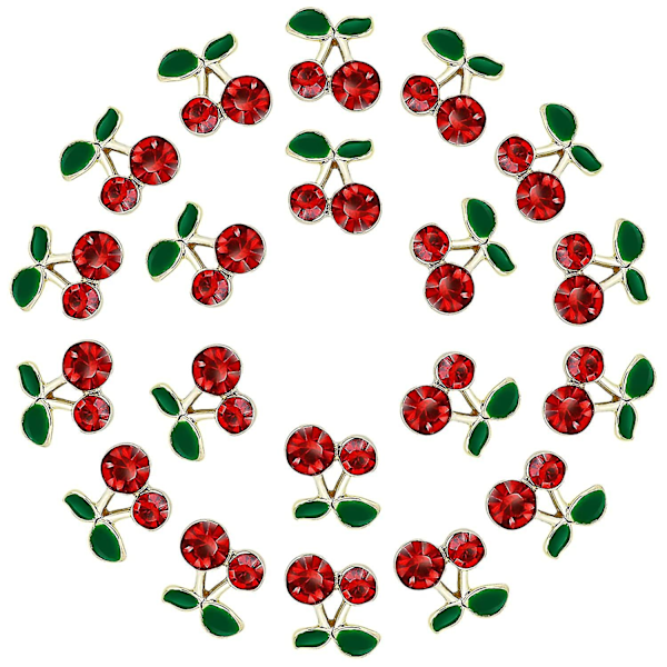 20 kpl 3D kirsikkakynsikoruja punaisia Kawaii-kynsikristalleja DIY-kynsikoristeita tyttöjen kynsien meikkiin puhelimen vaatteisiin kenkiin B