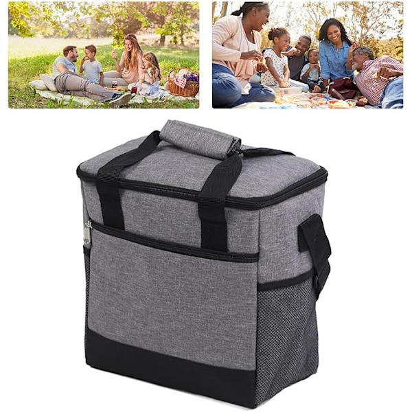 Grå Isolerad Lunchväska Oxford-duk Multifunktionell Bärbar Vikbar Premium Soft Cooler Termisk Cooler Läckagesäker Kylväska För Lunchpicknick