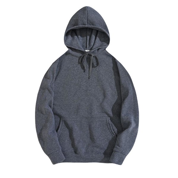 Man Hooded Sweatshirt Solid Color Soft Fleece Top Med Fickor För Vår Vinter Höst Utomhuskläder 3XL Dark Grey