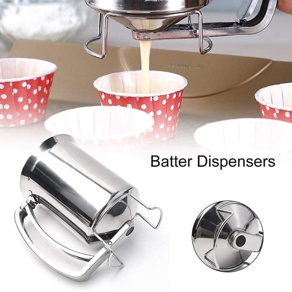 Pancake Dej Dispenser i Rustfrit Stål - Fantastisk til Bagning, Cupcakes, Muffins - Madlavning af Crepes, Vafler, Madlavning af Crepes (800 ml)