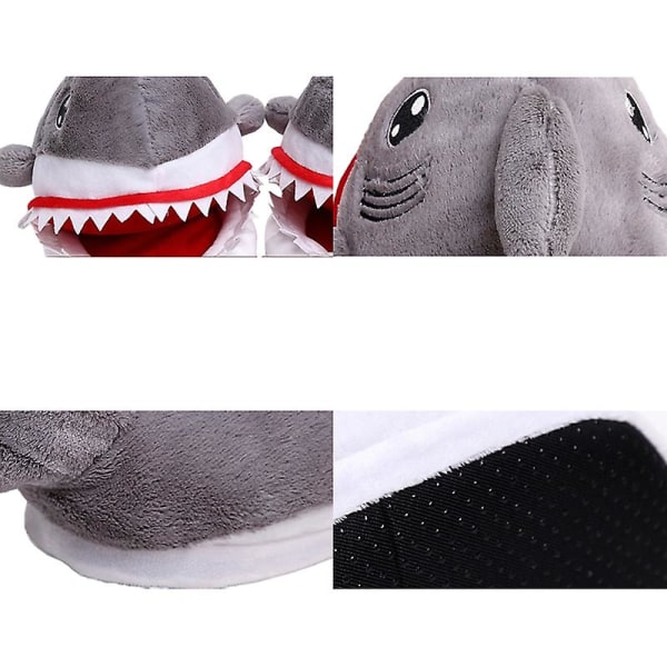 Fluffy Dyreslippers til Kvinder, Haj Hval Fisk Slippers Black