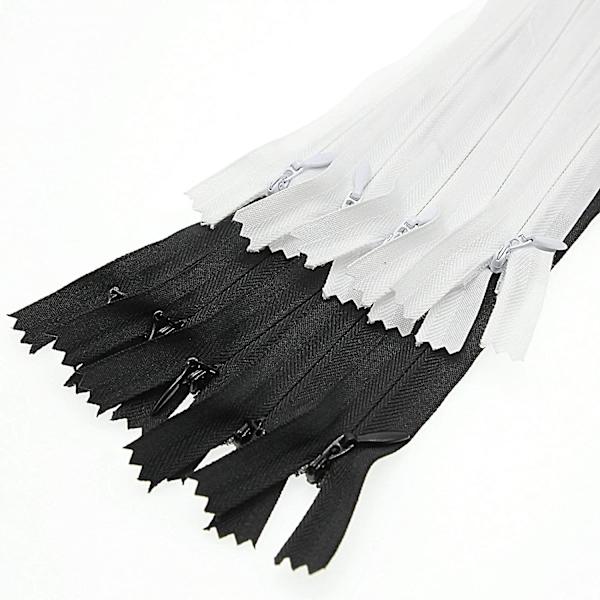 6\" Usynlig Nylon Lynlås Til DIY Skrædder Syhåndværk 10 Stk/pakke (sort&hvid, 6 tommer)