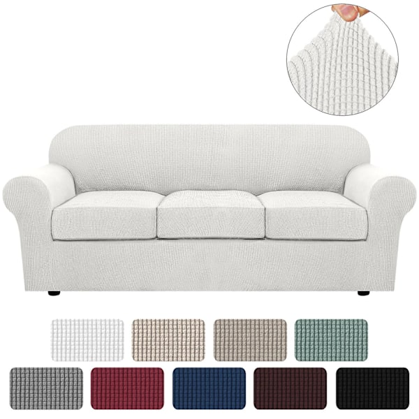Stretch Vattentät Soffa Överdrag, 1 Del, Spandex, Jacquard Elastisk Soffa Överdrag Med Halkskyddsskum white 2 Sitzer enlarge