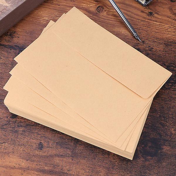 Blank Gul Kraftpapir Utrykt Retro Ensfarget Konvolutt For Invitasjoner Kort Postkort Skrivebrev 60pcs