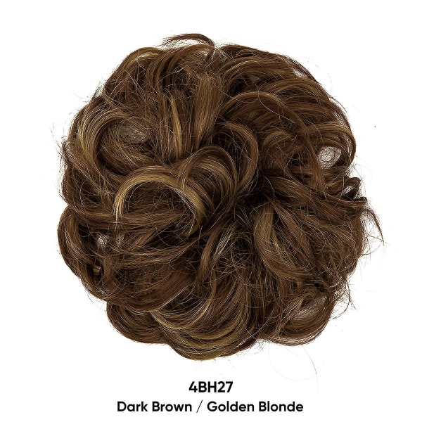 Hårstycke med resårband, stort bulle-hårstycke Blont lockigt hår Scrunchie med hår Uppsatt hårförlängning Smutsiga bulle-hårstycken för kvinnor flickor brown8