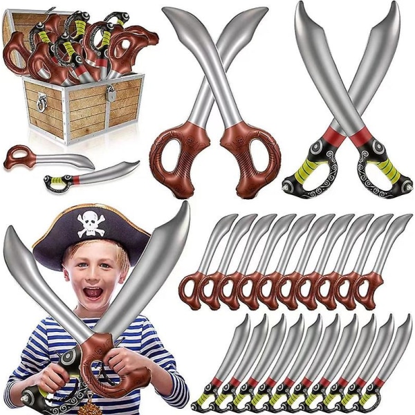 24 Stykker Oppblåsbare Piratsverd, Halloween Leketøysverd Cosplay Scene Rekvisitter MIX