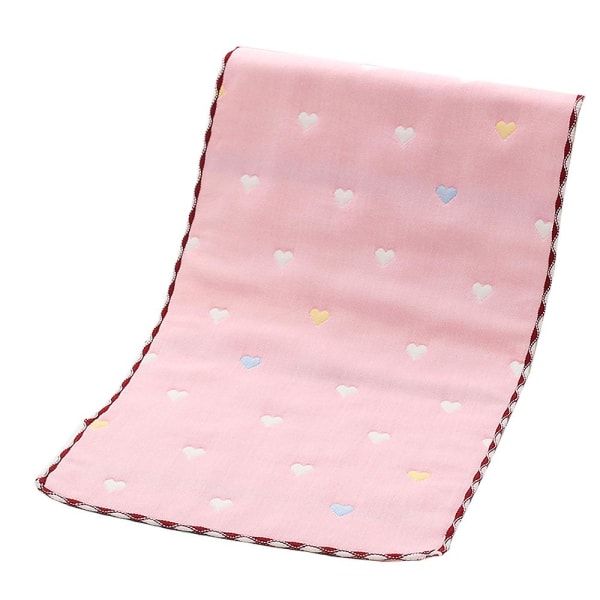 Bomull sex lager gasväv stor handduk 35 * 75 ansiktstvätt för vuxna Hushållsspets tecknad handduk pink