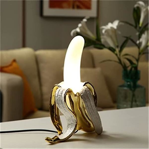 Modern bordslampa, banan skrivbordslampa, pläterad harts bananbelysningsarmatur för vardagsrum, sovrum, kontor, studenthem