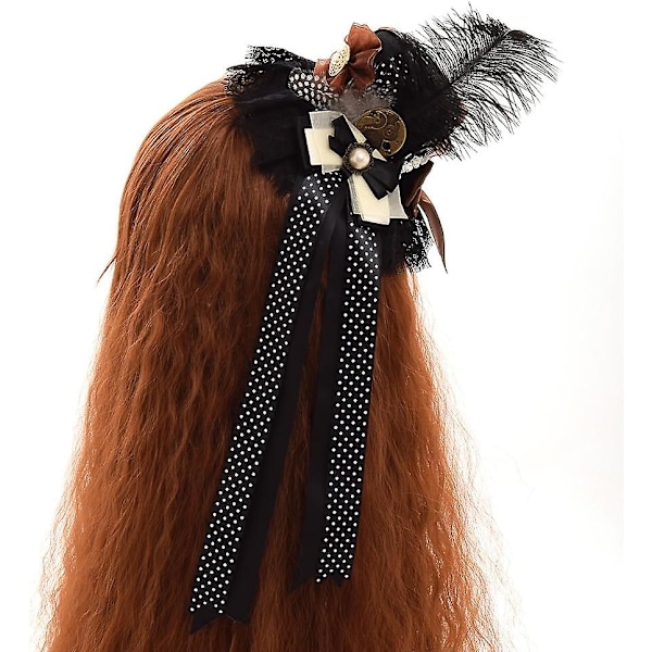Victorian Steampunk Naisten Mini Silinterihattu Hiusklipsi (d) Black 5