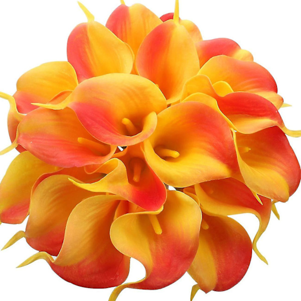 20 st Calla Lily Brudbukett Av Blommor Konstgjord Blomhuvud Latex Real Touch Hem, Fest, Bröllopsdekoration