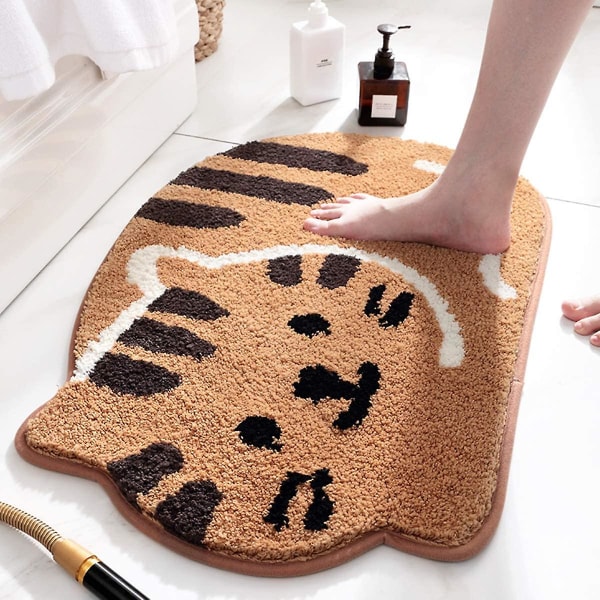 Bade Måtte Dørmåtte med Kattebillede Tørretæppe |18\" X 26\"| Khaki