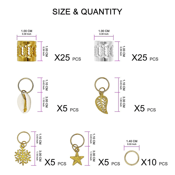 80 st Amazon Weave Diy Dirty Braid Set Star Leaves Snowflake Shell Pendant Hair Ring Cross-border Set