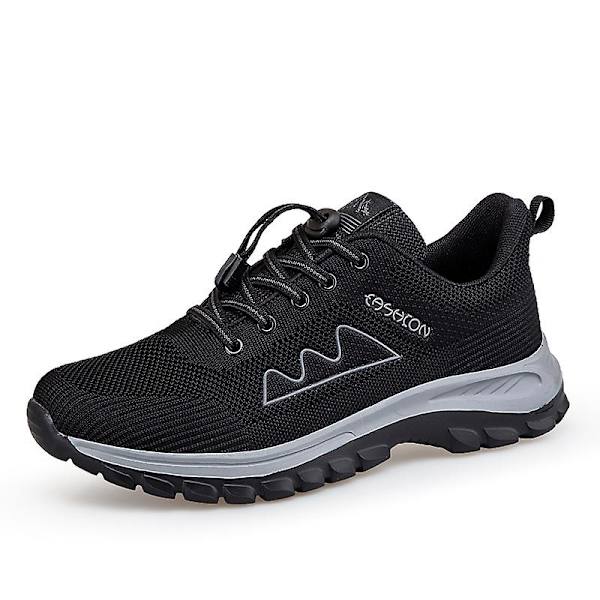 Løpesko for menn og kvinner, lette og pustende gåsko, atletiske motesneakers 3D212 Black EU 41