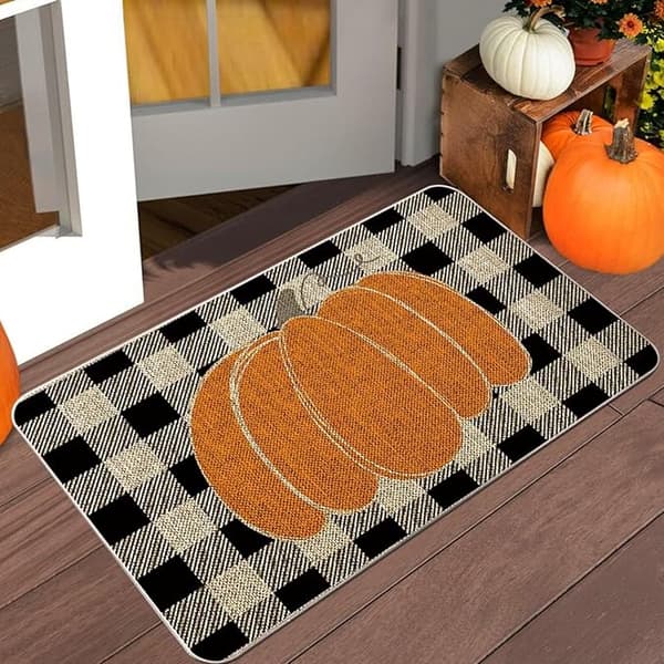 Gresskar Halloween-matter, halloween velkomstmatte, Entrématte Pumpkin Welcome Mat - Høstdørmatte