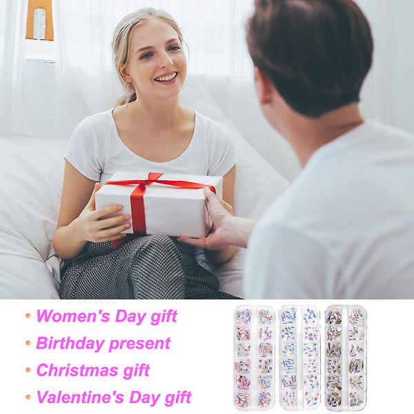 3 Æsker Rhinestones til Negle, Negle Sten med Krystaller Rhinestones, Neglekunst Tilbehør style3
