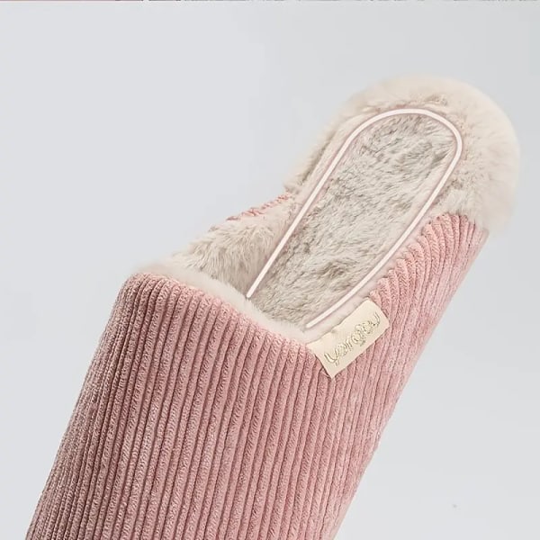 Dame Innetoffler med Plysjforing, Komfortable & Varme Kordfløyelsøvre, Vinterstøvletter med Lukket Tå Pink EU37 38