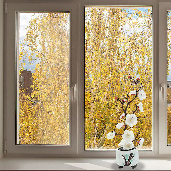 Simulerade blommor, gröna växter, krukväxter, simulerade plommonblommor krukväxter, heminredning, festdekoration white