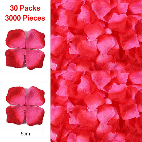 3000 st konstgjorda rosenblad för alla hjärtans dag, bröllop, fest och blomsterdekoration red