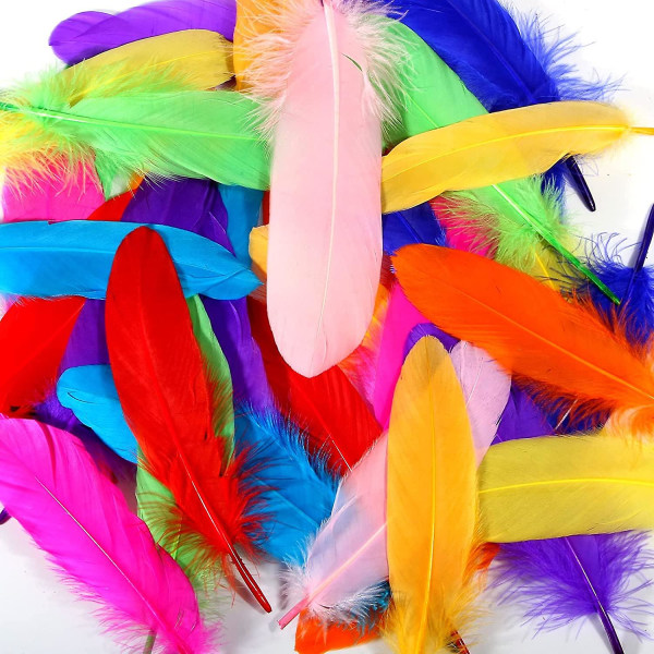 120 kpl Sekavärisiä Hanhen Sulkia Luonnollisia Irtotavarana 6-8 Tuumaa 15-20cm Askarteluun DIY Cosplay Häät Juhlat Halloween Koristelu Hanhen Nagoire Sulkia