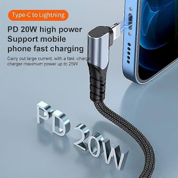 20W USB-C/Type-C till 8-Pin Datakabel, Längd: 2m