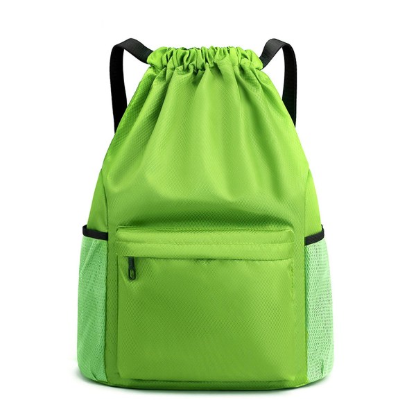 (l Grön) ryggsäck med dragsko, unisex sportväska för simning/surfing/resor/vandring/yoga