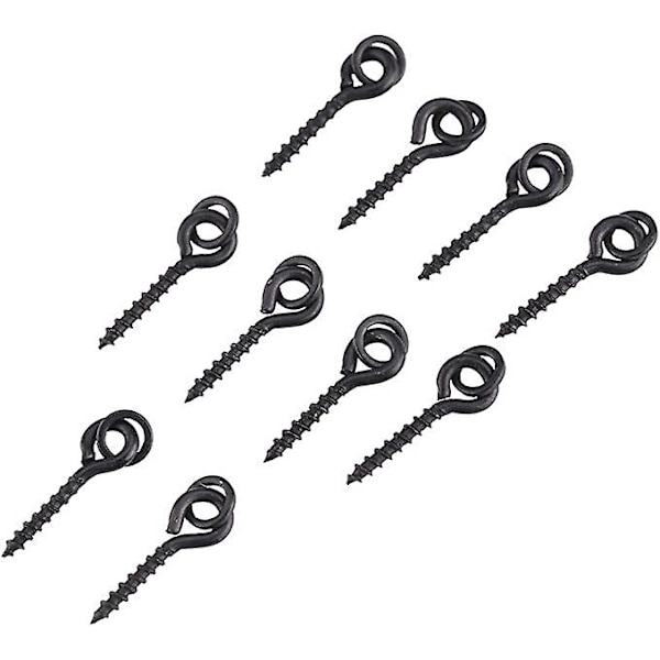 100 stk. 15 mm agnskruer fiskekrok agn fisking boilie agnskrue lokkeplugger med runde lenkesvirvler Ternal Tackle Aessories, Sublight Black