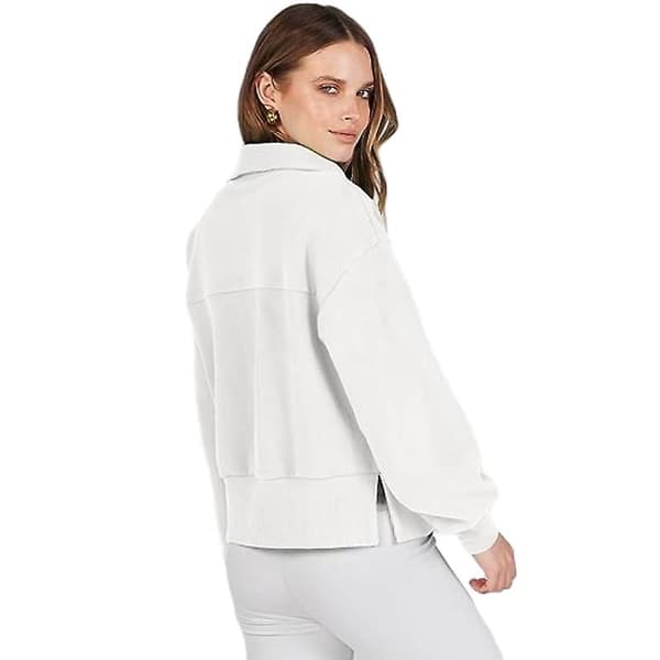 Casual halvlynede sweatshirts til damer, langærmet cropped pullover White XL