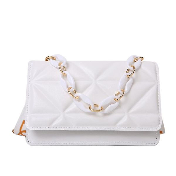 Dame Skuldertaske Vintage Kunstlæder Klassisk Clutch Håndtaske white