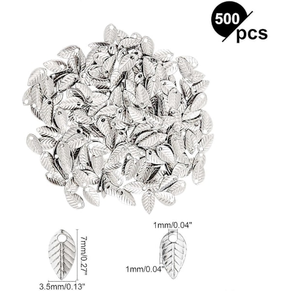 500 kpl 7 mm Lehtikuvioiset Korut 316 Ruostumattomasta Teräksestä Riipukset Metalliset Lehtikorut 1 mm Pienireikäiset Riipukset DIY-kaulakoruihin Korujen Valmistus Tarvike