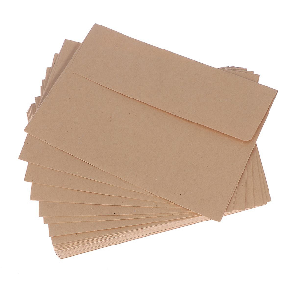 Blank Gul Kraftpapir Utrykt Retro Ensfarget Konvolutt For Invitasjoner Kort Postkort Skrivebrev 60pcs
