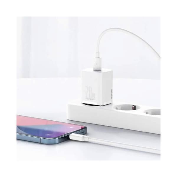 USB-C 20W Sector Laddare med USB-C/Lightning Kabel White
