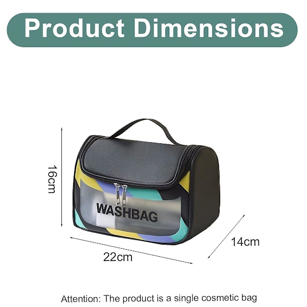 Genomskinlig reseförpackningskub/genomskinlig PU/pvc-påse, transparent multifunktionell väska black