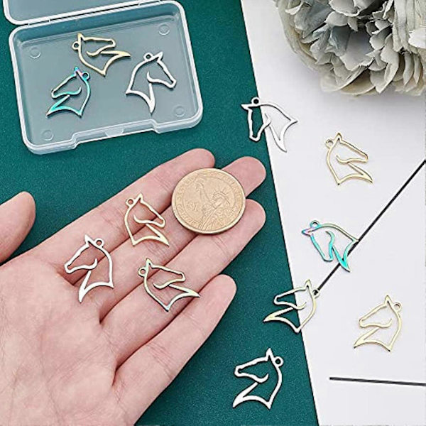 12 kpl 3 väriä 304 ruostumatonta terästä Hevosen riipukset Ontot amuletit Eläin amuletit Ratsastus Amuletit 1,8 mm reikä