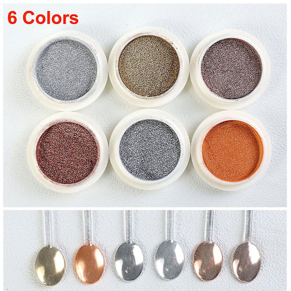 Nagelkonst Highlight Magic Mirror Powder, 6-färgskombination, All-match-kombination style  style1