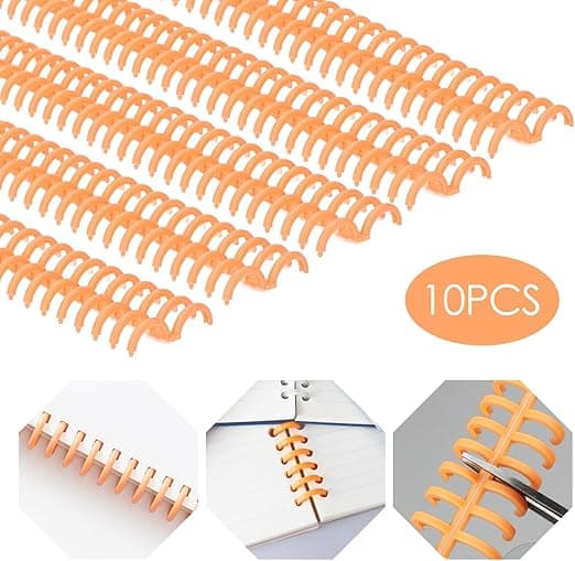 10 stycken bindande spolar 34 ringar 15 mm plastbindningskammar slitstarkt skrivmaterial spolar bindemedel (orange)