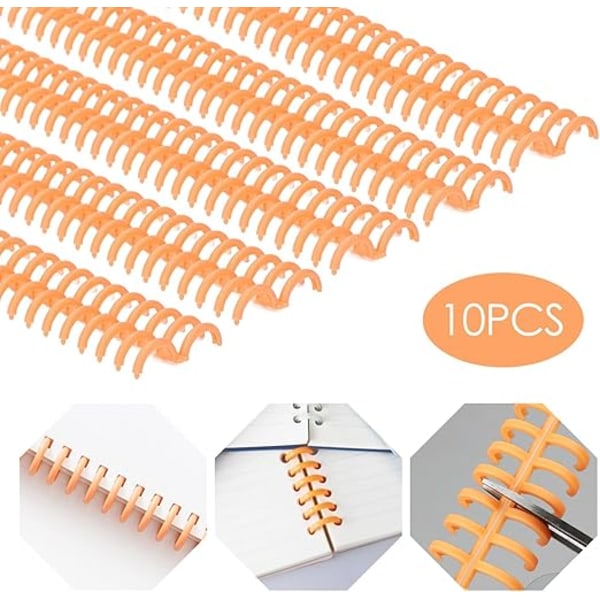 10 styk bindespiraler 34 ringe 15 mm plastbindekamme slidstærkt skrivemateriale spiraler bindemiddel (orange)