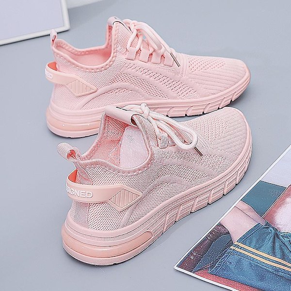 Dame Sneakers Åndbare Flyvende Vævede Løbesko Fra7701 Pink EU 41