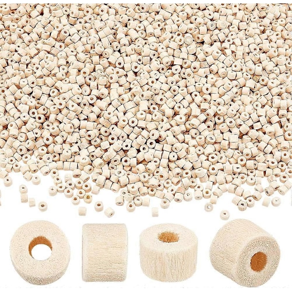 3000 stk. Træperler 5 mm Ubehandlede Rør Træ Løse Perler Ufarvede Naturlige Træ Rør Perler med 2 mm Hul Træafstandsstykke Perler til Armbånd Halskæde Smykker
