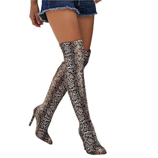 Dam Platform Block Heel Over Knee High Boots Dark brown 40