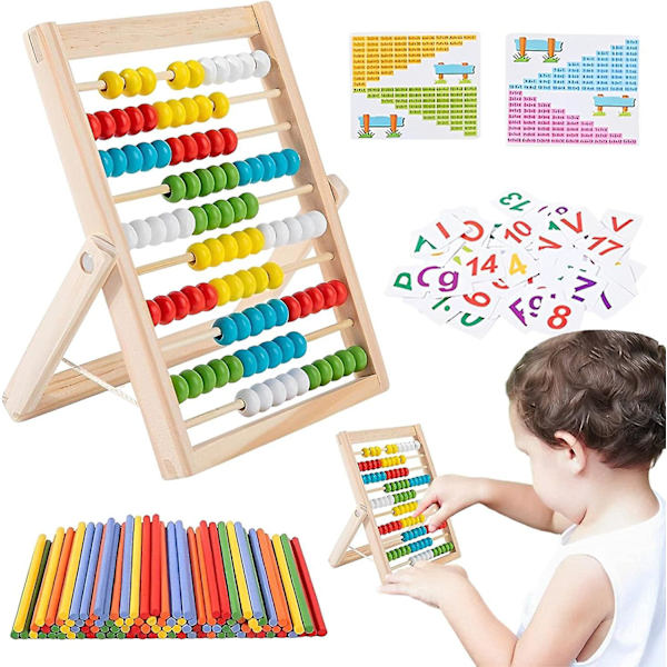 Loupsiy Abacus lapsille - Liukuvat helmien laskulelu - Esiopetuksen matematiikan oppimislelu, opettavainen laskulelu numerolelukorteilla lapsille
