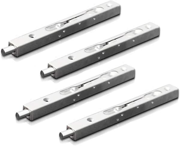 4-pakning (2 par) Dørvriderbolt, skyvelås, skjult bolt, rustfritt stål (15 cm lengde)