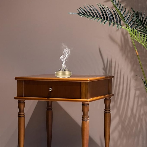 Røgelsesskål i messing med låg retro røgelsesbrænder røgelsesbrænder kobberkar røgelsesbeholder til hjem tehus ornament